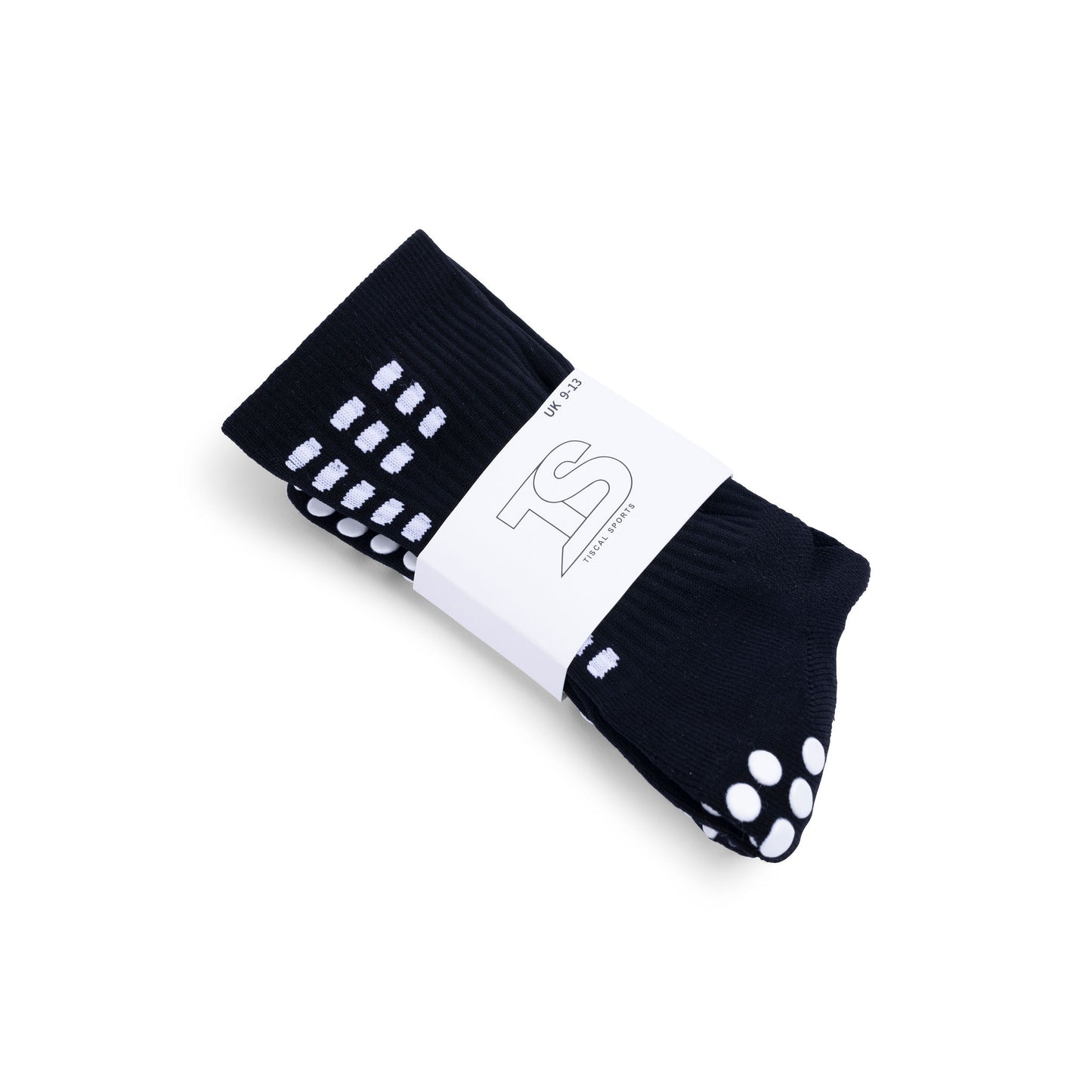 tiscal sports black grip socks package side